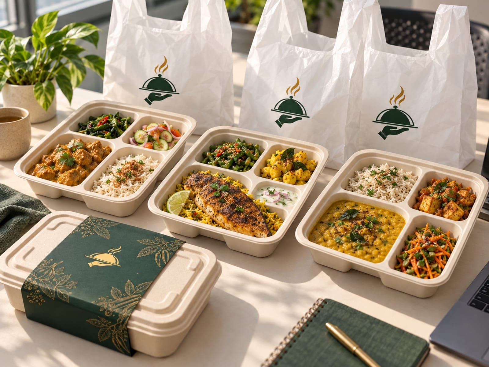 Three meal boxes side by side: Normal, Premium and Vegetarian